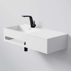 Steinberg Serie 443 Wandwaschtisch mit 1 Auszug rechts aus Mineo Stone 90 x 40 cm