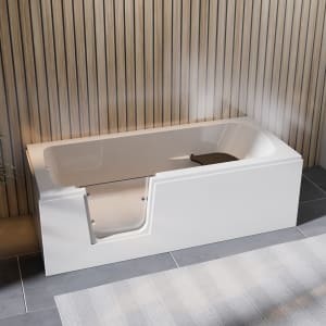 Steinkamp easy entry Badewanne 170 x 75 cm mit Glastür links, Trio Ablauf und Acrylverkleidung