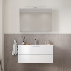 Steinkamp Living 2.0 / GROHE Essence Badmöbel Set 100 cm mit Spiegelschrank