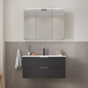 Steinkamp Living 2.0 / GROHE Essence Badmöbel Set 100 cm mit Spiegelschrank
