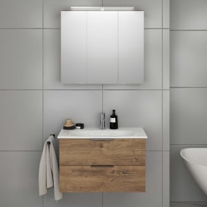 Steinkamp Living 2.0 / GROHE Essence Badmöbel Set 80 cm mit Spiegelschrank