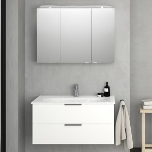 Steinkamp Living 2.0 / GROHE Essence Badmöbel Set 100 cm mit Spiegelschrank