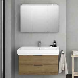 Steinkamp Living 2.0 / GROHE Cube Badmöbel Set 100 cm mit Spiegelschrank