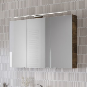 Steinkamp Living 2.0 Spiegelschrank 100 cm mit 3 Türen und LED-Aufsatzleuchte