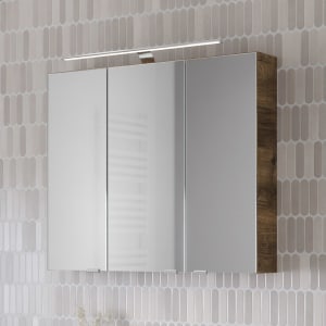 Steinkamp Living 2.0 Spiegelschrank 80 cm mit 3 Türen und LED-Aufsatzleuchte