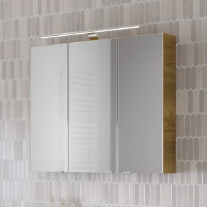Steinkamp Living 2.0 Spiegelschrank 80 cm mit 3 Türen und LED-Aufsatzleuchte