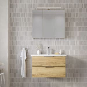 Steinkamp Living 2.0 / Villeroy & Boch Venticello Badmöbel Set 80 cm mit Spiegelschrank