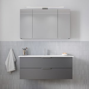 Steinkamp Living 2.0 / Villeroy & Boch Venticello Badmöbel Set 120 cm mit Spiegelschrank, 3 Türen