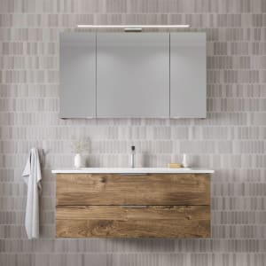 Steinkamp Living 2.0 / Villeroy & Boch Venticello Badmöbel Set 120 cm mit Spiegelschrank, 3 Türen
