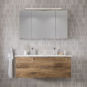 Steinkamp Living 2.0 / Villeroy & Boch Venticello Badmöbel Set 130 cm mit Spiegelschrank, 3 Türen