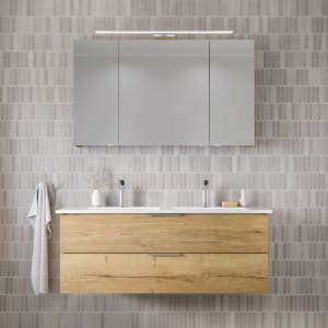 Steinkamp Living 2.0 / Villeroy & Boch Venticello Badmöbel Set 130 cm mit Spiegelschrank, 3 Türen