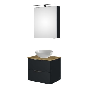 Steinkamp Living 2.0 / Villeroy & Boch Loop & Friends Badmöbelset 59 cm mit Spiegelschrank