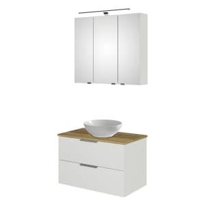 Steinkamp Living 2.0 / Villeroy & Boch Loop & Friends Badmöbelset 79 cm mit Spiegelschrank