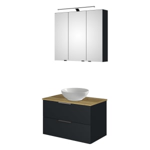 Steinkamp Living 2.0 / Villeroy & Boch Loop & Friends Badmöbelset 79 cm mit Spiegelschrank