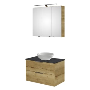 Steinkamp Living 2.0 / Villeroy & Boch Loop & Friends Badmöbelset 79 cm mit Spiegelschrank