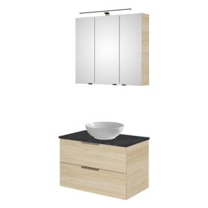 Steinkamp Living 2.0 / Villeroy & Boch Loop & Friends Badmöbelset 79 cm mit Spiegelschrank