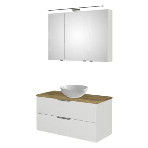 Steinkamp Living 2.0 / Villeroy & Boch Loop & Friends Badmöbelset 99 cm mit Spiegelschrank