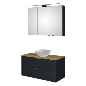 Steinkamp Living 2.0 / Villeroy & Boch Loop & Friends Badmöbelset 99 cm mit Spiegelschrank