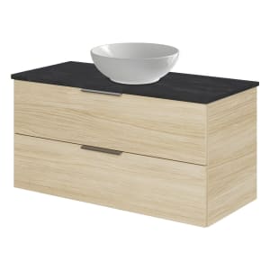 Steinkamp Living 2.0 / Villeroy & Boch Loop & Friends Aufsatzwaschtisch mit Waschtischunterschrank 99 cm