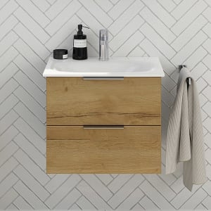 Badmöbel Waschbecken mit Unterschrank 60 cm Weiß Waschtisch Freistehend Hängend 
