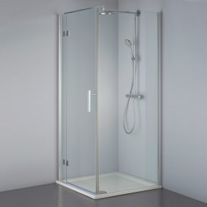 Steinkamp Lifestyle Drehtür mit Seitenwand 100 x 80 cm Anschlag links inkl. easypearl, mittig mattiert