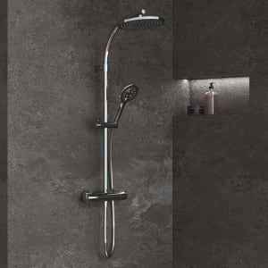 Sturotec Eco-Line 6 l/min Duschsystem rund mit Thermostatarmatur und Kopfbrause 25 cm