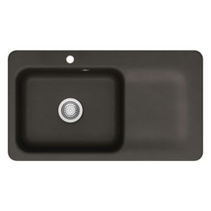 Systemceram Keradomo Juna 90 F Einbauspüle links für flächenbündigen Einbau mit Handbetätigung, mit CLEANPLUS