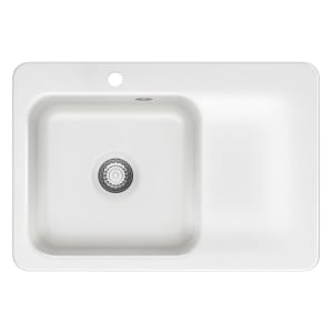 Systemceram Keradomo Juna 75 F Einbauspüle links für flächenbündigen Einbau mit Excenterbetätigung, mit CLEANPLUS