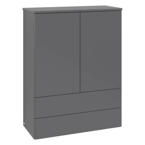 Villeroy & Boch Antao Highboard 81,4 x 103,9 cm, 2 Türen, Fronten ohne Struktur, mit LED-Licht