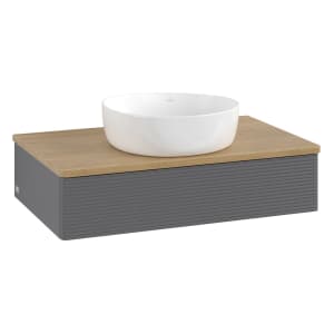 Villeroy & Boch Antao Waschbeckenunterschrank, 80 x 19 cm, 1 Auszug, Front mit Struktur, ohne Hahnloch