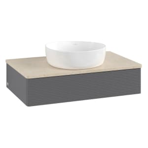 Villeroy & Boch Antao Waschbeckenunterschrank, 80 x 19 cm, 1 Auszug, Front mit Struktur, ohne Hahnloch