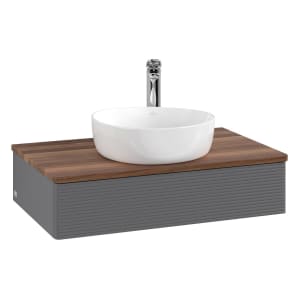 Villeroy & Boch Antao Waschbeckenunterschrank, 80 x 19 cm, 1 Auszug, Front mit Struktur, mit Hahnloch