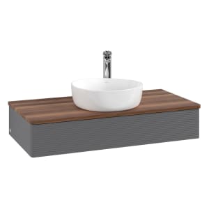 Villeroy & Boch Antao Waschbeckenunterschrank, 100 x 19 cm, 1 Auszug, Front mit Struktur, mit Hahnloch