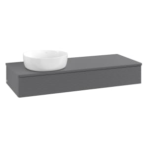 Villeroy & Boch Antao Waschbeckenunterschrank, 120 x 19 cm, 1 Auszug, Front mit Struktur, ohne Hahnloch, für Waschtisch links
