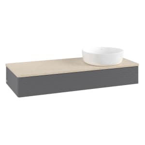 Villeroy & Boch Antao Waschbeckenunterschrank, 120 x 19 cm, 1 Auszug, Front mit Struktur, ohne Hahnloch, für Waschtisch rechts