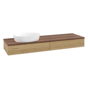 Villeroy & Boch Antao Waschbeckenunterschrank, 160 x 19 cm, 2 Auszüge, Front ohne Struktur, ohne Hahnloch, für Waschtisch links