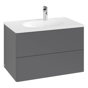 Villeroy & Boch Antao Waschbeckenunterschrank, 78,8 x 50,4 cm, 2 Auszüge, Fronten ohne Struktur, mit LED-Licht