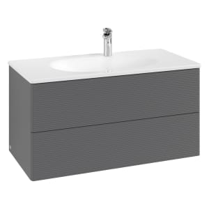 Villeroy & Boch Antao Waschbeckenunterschrank, 98,8 x 50,4 cm, 2 Auszüge, Fronten mit Struktur, mit LED-Licht