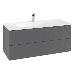 Villeroy & Boch Antao Waschbeckenunterschrank, 118,8 x 50,4 cm, 2 Auszüge, Fronten mit Struktur, mit LED-Licht