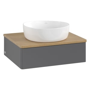 Villeroy & Boch Antao Waschbeckenunterschrank, 60 x 19 cm, 1 Auszug mit LED-Licht, Front ohne Struktur, ohne Hahnloch