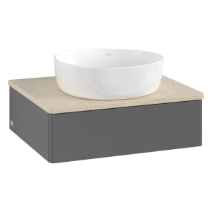 Villeroy & Boch Antao Waschbeckenunterschrank, 60 x 19 cm, 1 Auszug mit LED-Licht, Front ohne Struktur, ohne Hahnloch