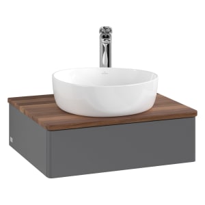 Villeroy & Boch Antao Waschbeckenunterschrank, 60 x 19 cm, 1 Auszug mit LED-Licht, Front ohne Struktur, mit Hahnloch