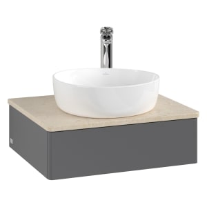 Villeroy & Boch Antao Waschbeckenunterschrank, 60 x 19 cm, 1 Auszug mit LED-Licht, Front ohne Struktur, mit Hahnloch