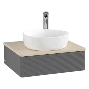 Villeroy & Boch Antao Waschbeckenunterschrank, 60 x 19 cm, 1 Auszug mit LED-Licht, Front mit Struktur, mit Hahnloch