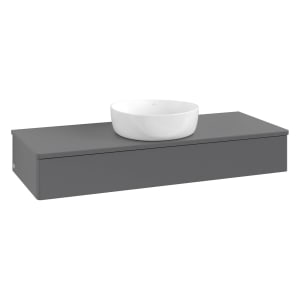 Villeroy & Boch Antao Waschbeckenunterschrank, 120 x 19 cm, 1 Auszug mit LED-Licht, Front ohne Struktur, ohne Hahnloch, für Waschtisch mittig