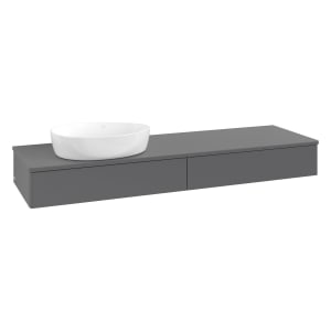 Villeroy & Boch Antao Waschbeckenunterschrank, 160 x 19 cm, 2 Auszüge mit LED-Licht, Front ohne Struktur, ohne Hahnloch, für Waschtisch links