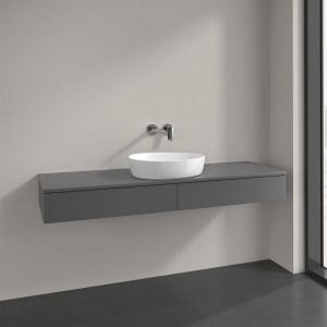 Villeroy & Boch Antao Waschbeckenunterschrank, 160 x 19 cm, 2 Auszüge, Front ohne Struktur, mit Hahnloch, für Waschtisch mittig