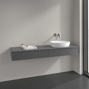Villeroy & Boch Antao Waschbeckenunterschrank, 160 x 19 cm, 2 Auszüge, Front mit Struktur, ohne Hahnloch, für Waschtisch rechts