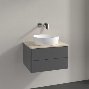 Villeroy & Boch Antao Waschbeckenunterschrank, 60 x 19 cm, 2 Auszüge, Fronten ohne Struktur, ohne Hahnloch