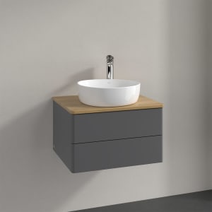 Villeroy & Boch Antao Waschbeckenunterschrank, 60 x 19 cm, 2 Auszüge, Fronten ohne Struktur, mit Hahnloch